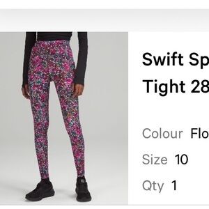 Swift Speed Floral Patterned Lululemon Leggings 28”